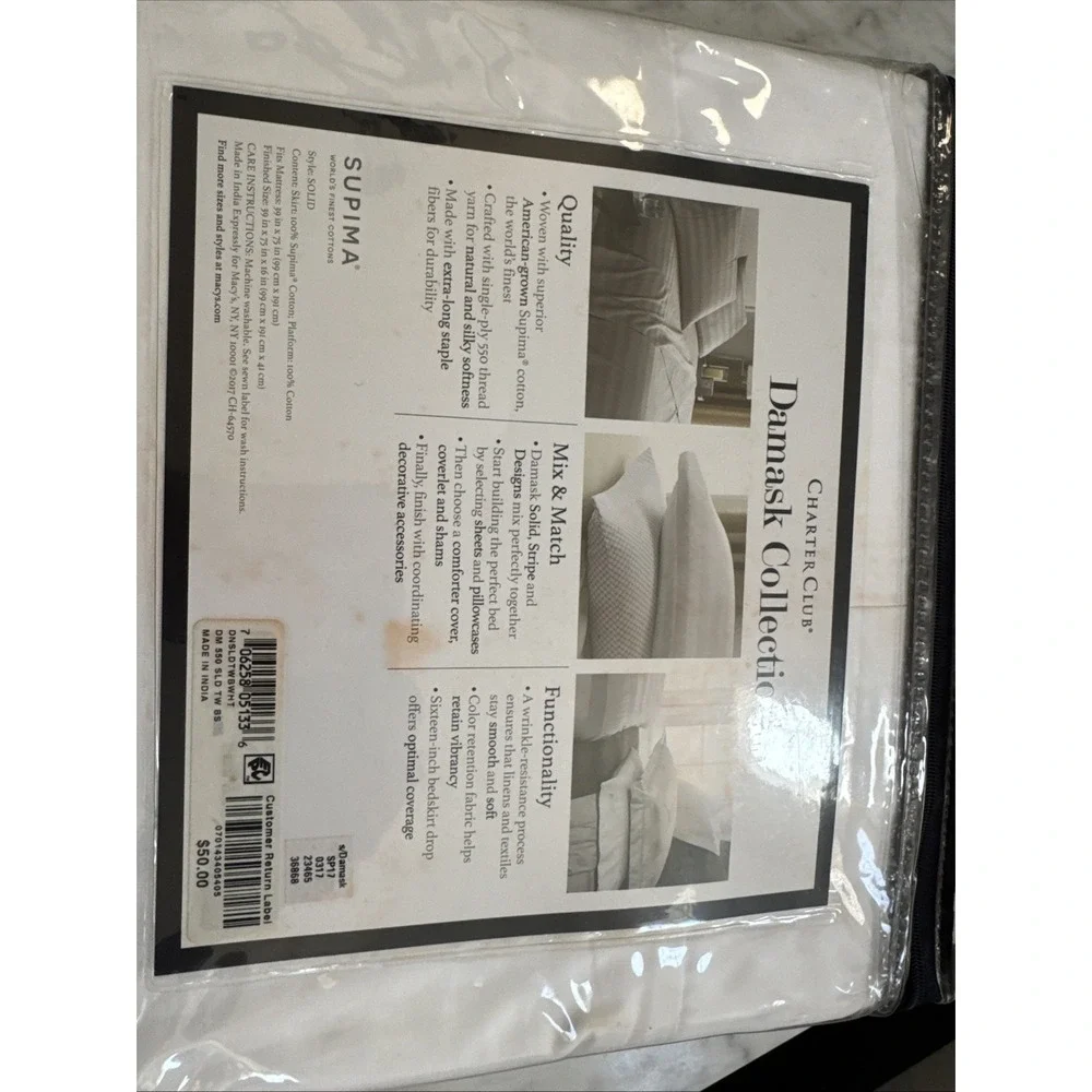 Charter Club Damask Solid White Twin Bedskirt 16